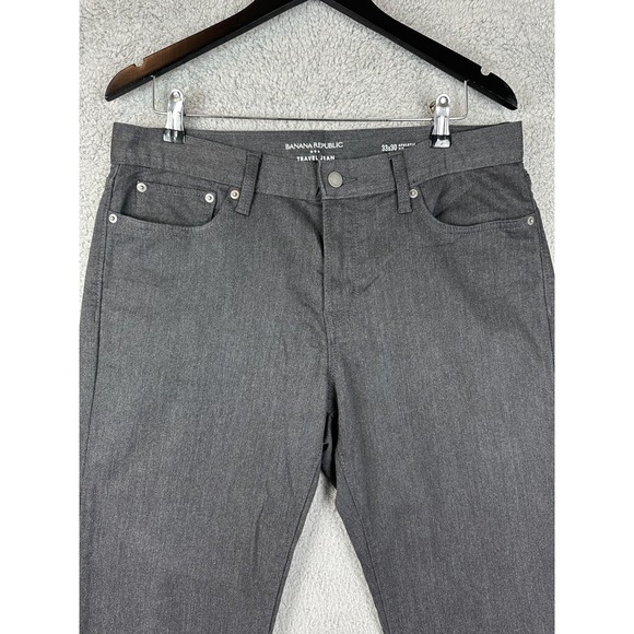 Banana Republic Travel Jeans Mens 33x30 Gray Athletic Fit Stretch Pants Rugby